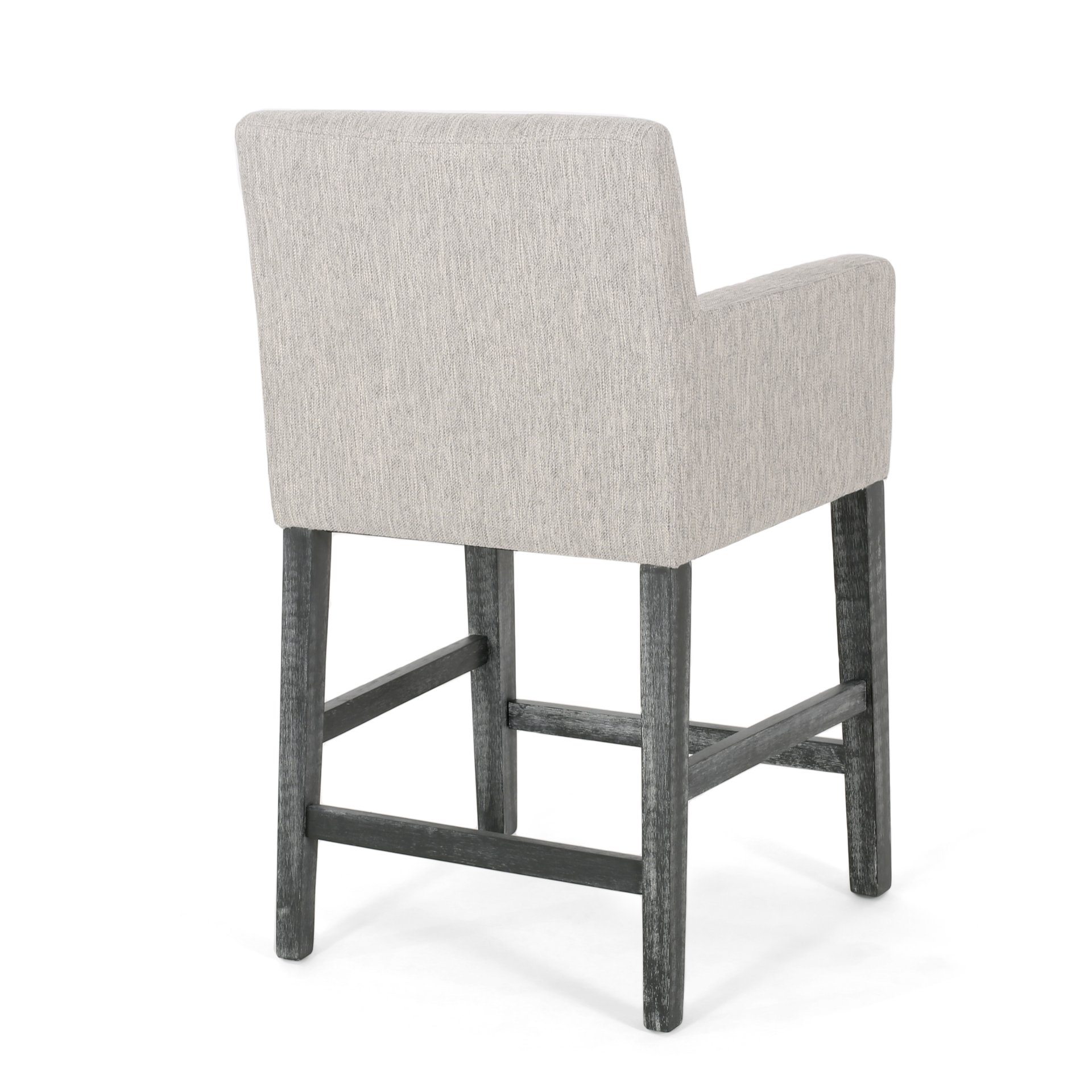 Charmed Upholstered Counter Stool With H Frame Base And Round Arms - Light Gray - Image 5
