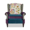 Anya - Boho Chic Wingback Accent Arm Chair - Floral / Leopard / Blue Teal / Purple - Image 11