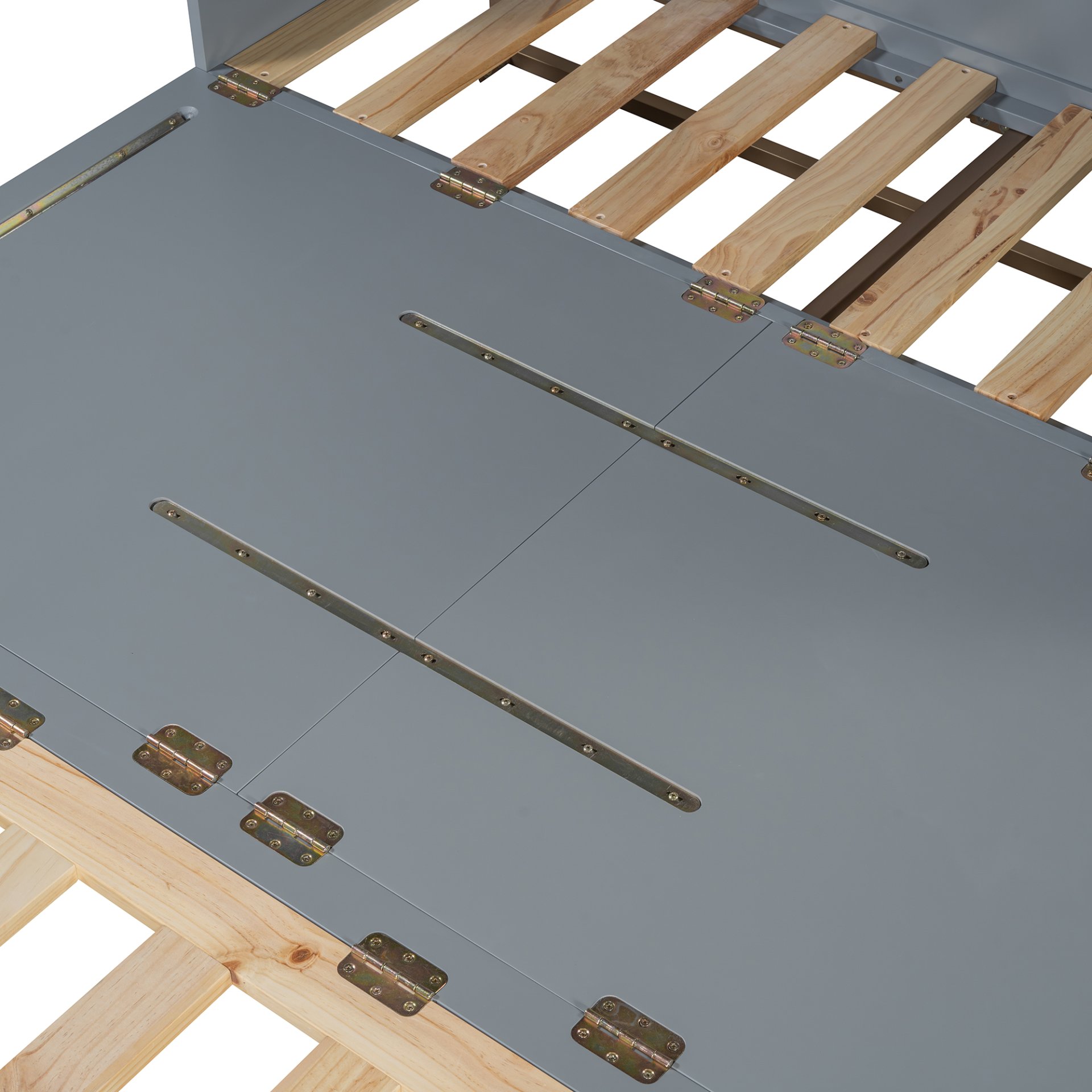 Queen Size Murphy Bed With Iron Legs, Modern Design - Gray - Image 19