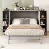 Full Size Murphy Bed With Shelves, Drawers And USB Ports - Gray - Image 12