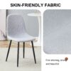 Comfortable, Linen Cotton Dining Chair Set Six Pieces - Light Gray - Image 6