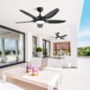 Indoor Ceiling Fan With 5 ABS Blades Remote Control Reversible Dc Motor For Living Room - Black - Image 2