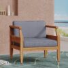 Outdoor Club Chair With Recessed Arms And Cushions - Dark Gray / Teak - Image 10