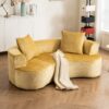 Modular Sectional Sofa With Chaise, Cloud Sectional Modern Sleeper Couch With Deep Seat, Sponge Compression Sofas - Yellow - Image 4