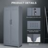 Metal Storage Cabinets, Cleaning Tool Cabinet With Locking Door, Tall Broom Tool Organizer, Large Storage Cabinet For Kitchen - Gray - Image 24