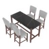 5 Piece Counter Height Dining Set, Faux Marble Bar Table With 4 Upholstered Chairs, Mid Century Style For Kitchen - Black / Gray - Image 9