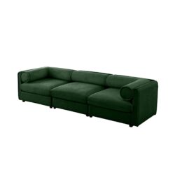 Elegant Chenille Sofa With Storage Seat And Cylindrical Backrest Contemporary 3 Seater Couch - Green