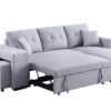 Dennis - Linen Fabric Reversible Sleeper Sectional With Storage Chaise And 2 Stools - Light Gray - Image 12