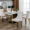 Nikki - Modern, High-End Tufted Solid Wood Contemporary Velvet Upholstered Dining Chair With Golden Stainless Steel Plating Legs, Nailhead Trim (Set of 2) - Beige / Gold - Image 17