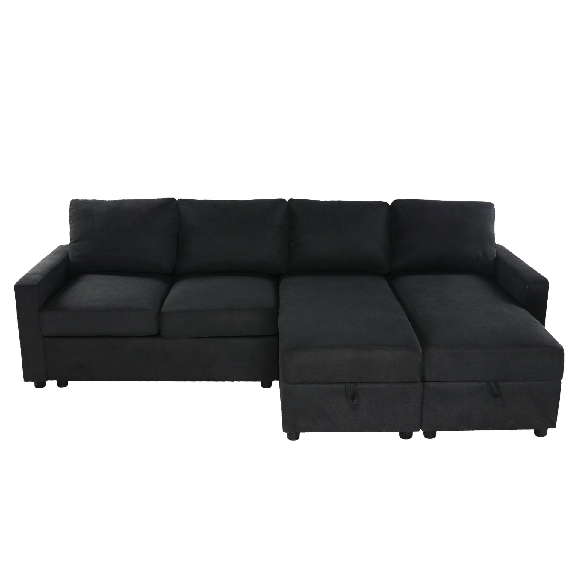 Convertible U Shaped Sectional Sofa With Storage Chaise Lounges And USB Ports - Black - Image 18