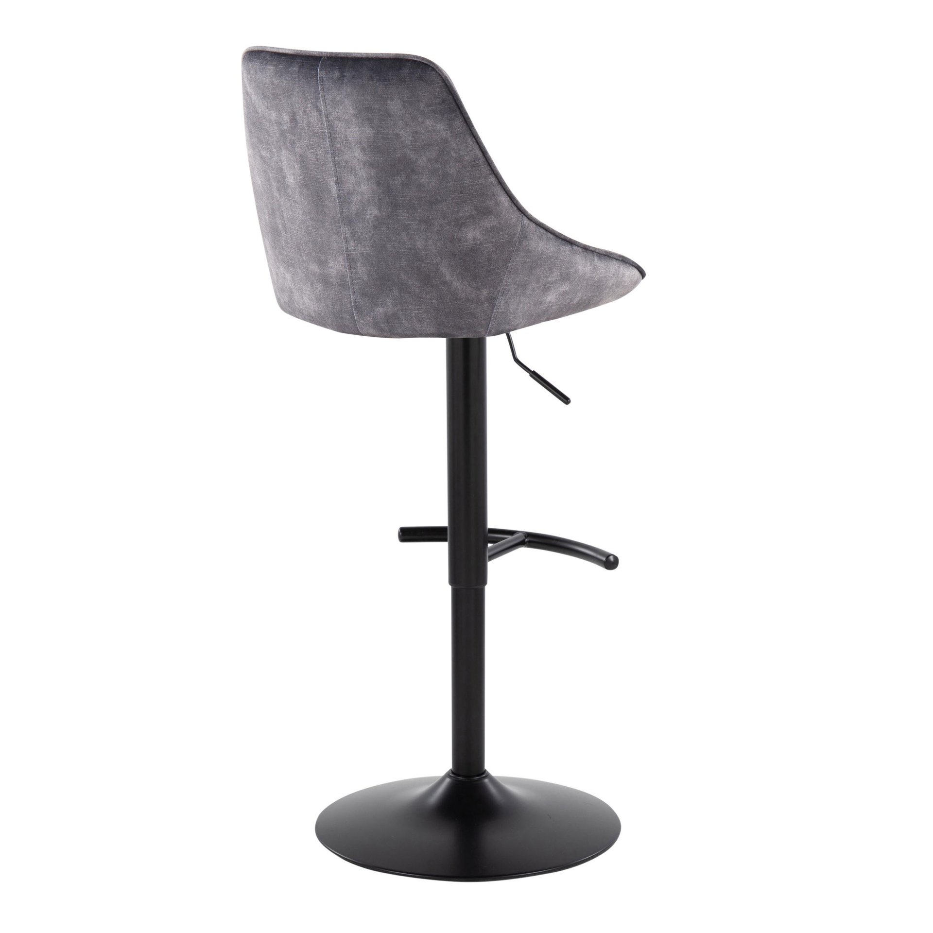Diana - Contemporary Adjustable Barstool With Swivel With Rounded T Footrest (Set of 2) - Black / Gray - Image 4