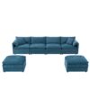 Modular Sectional With Deep And Wide Seat, U Shaped Cloud Couch Set With Double Cushions 6 Seat Sofa With Movable Ottomans Oversized - Blue - Image 16