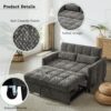Loveseat Sofa Pull Out Sofa Bed Tufted Sleeper Sofa With An Adjustable Backrest, 3 USB Ports And 2 Lumbar Pillows For Living Room - Gray - Image 7