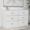 Modern White 6 Drawer Dresser For Bedroom, Ample Storage Wide Chest Of Drawers, Sturdy & Safe - Antique White - Image 4