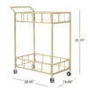 Modern Metal And Glass Bar Cart With Rolling Casters - Gold - Image 3