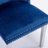 Nikki - Modern, High-End Tufted Solid Wood Contemporary Velvet Upholstered Dining Chair With Chrome Stainless Steel Plating Legs, Nailhead Trim, (Set of 2) - Blue / Chrome - Image 11