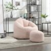 Bedding Bean Bag Sofa Chair High Pressure Foam Bean Bag Chair Adult Material With Padded Foam Padding Compressed Bean Bag With Footrest - Pink - Image 2