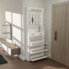 Shoe Cabinet With 3 Doors 2 Drawers With Hanger, PVC Door With Shape, Large Space For Storage - White - Image 5