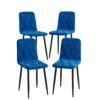 Mid Century Modern Square Dining Table Set With Faux Marble Tabletop And Iron Legs For 4, Space Saving Design - Brown / Blue - Image 11