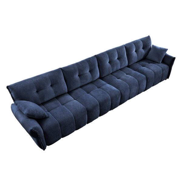 Modern 4 Seater Sofa Frame In Premium, High Resilience Cushions, Versatile Seating - Blue
