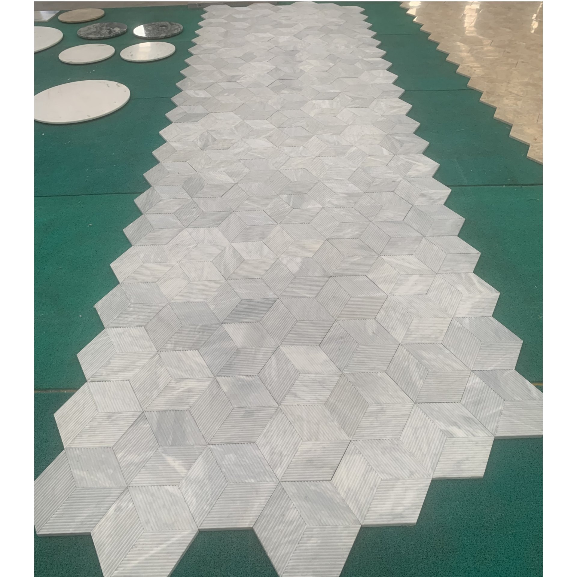 Hexagon Carrara Stone Marble Tile Ol Textured 3D Fluted (Set of 12) - Natural / Gray - Image 10