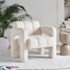31.10" Wide Boucle Upholstered Accent Chair - Beige - Image 2