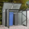 Garbage Bin Shed Stores 2 Trash Cans Metal Outdoor Bin Shed For Garbage Storage, Stainless Galvanized Steel, Bin Shed For Garden Yard Lawn - Black - Image 4