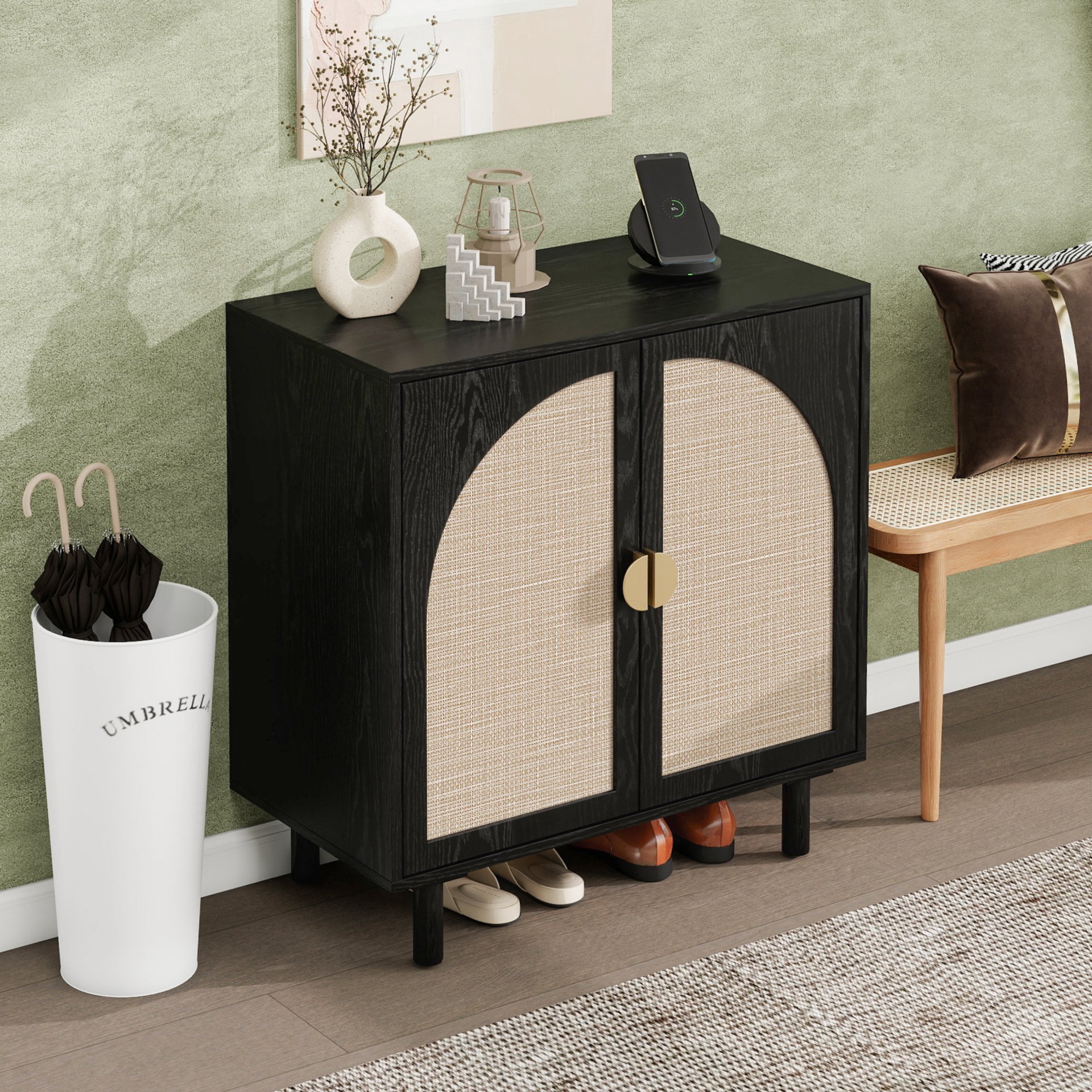 2 Door Cabinet, Suitable For Bedroom - Black - Image 5
