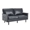 Mid Century Modern Loveseat Sofa, 2 Seater With USB & Removable Pillow Cover - Black - Image 19