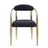 Dining Chairs (Set of 2), Mid-Century Modern Dining Chairs, Kitchen Dining Room Chairs, Round Boucle Backrest Sherpa Dining Chair With Metal Legs - Black / Gold - Image 3
