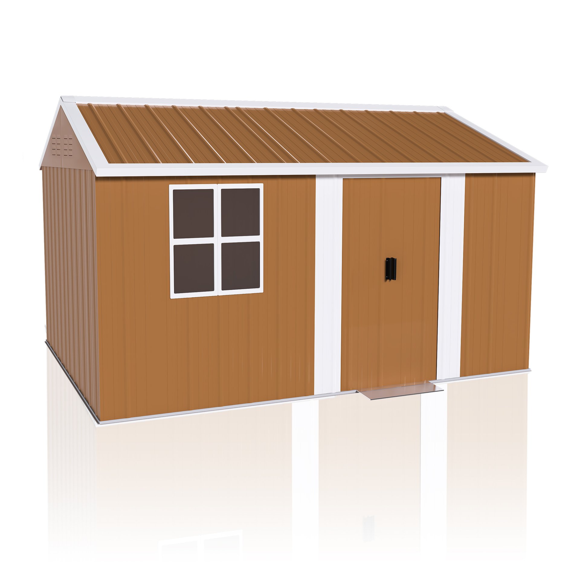 Heavy Duty Storage Shed, Windows, Lockable Door & Ventilation - Brown - Image 6