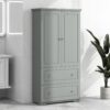 Wide Bathroom Storage Cabinet, Freestanding Storage Cabinet With Two Drawers And Adjustable Shelf, MDF Board With Painted Finish - Gray - Image 2
