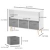 Kids Bookcase With Collapsible Fabric Drawers, Children's Book Display, Toy Storage Cabinet Organizer - White / Gray - Image 3
