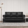 Contemporary 3 Seater Sofa With Nailhead Trim - Black - Image 2