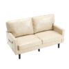 Mid Century Modern Loveseat Sofa, 2 Seater With USB & Removable Pillow Cover - Camel - Image 17
