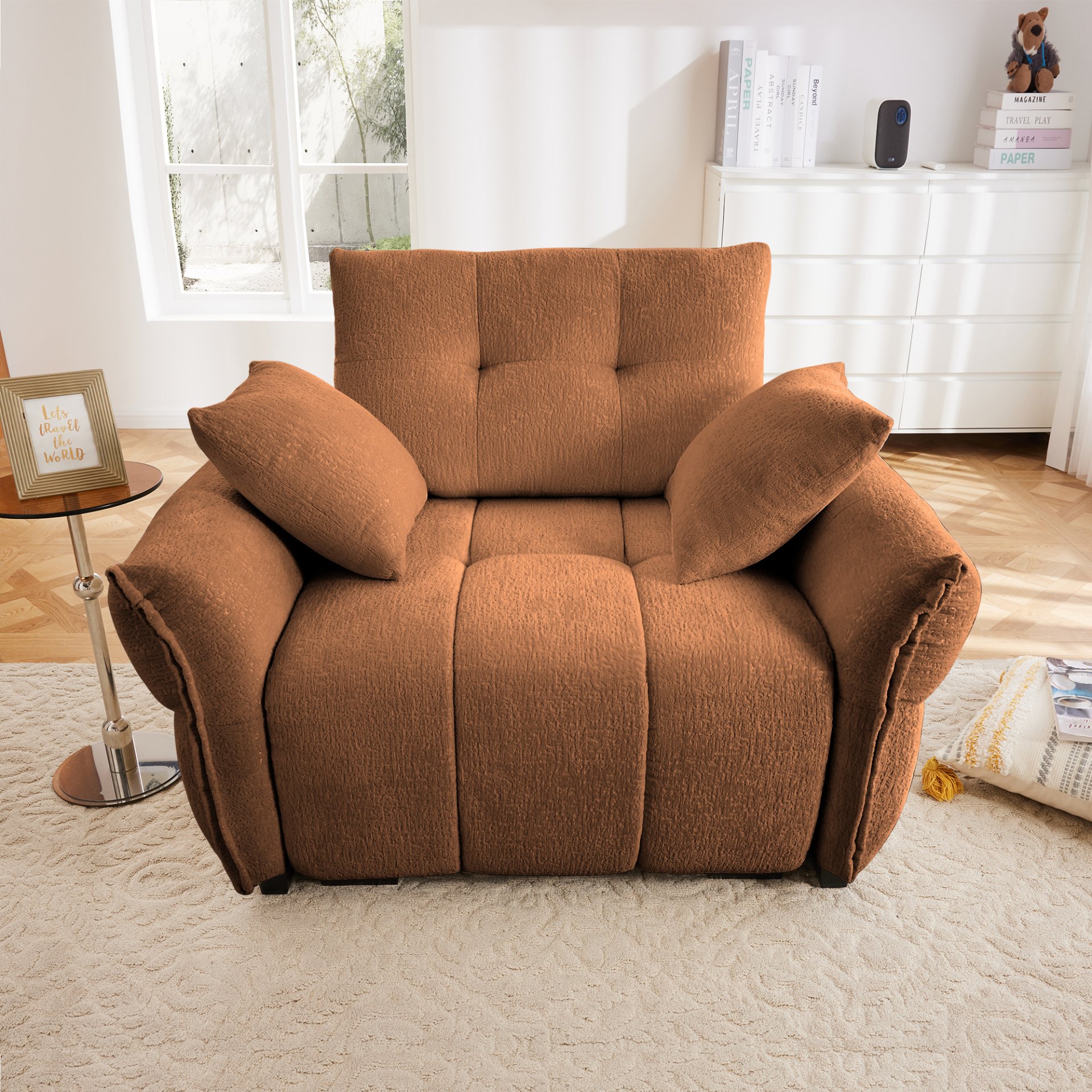 Modern Ergonomic Single Seater Sofa With High Resilience Cushions - Burnt Orange - Image 5