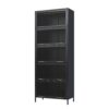 Modern Steel Display Cabinet With Glass Doors And LED Lights, 5 Tier Steel Barrister Bookcase For Home Or Office - Black - Image 9