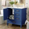 Bathroom Vanity, Modern Bathroom Cabinet With Sink Combo Set, Bathroom Storage Cabinet With A Soft Closing Door And 3 Drawers, Solid Wood Frame - Blue - Image 21
