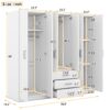 6 Doors Wardrobe Storage For Bedroom With Big Drawers - White - Image 17