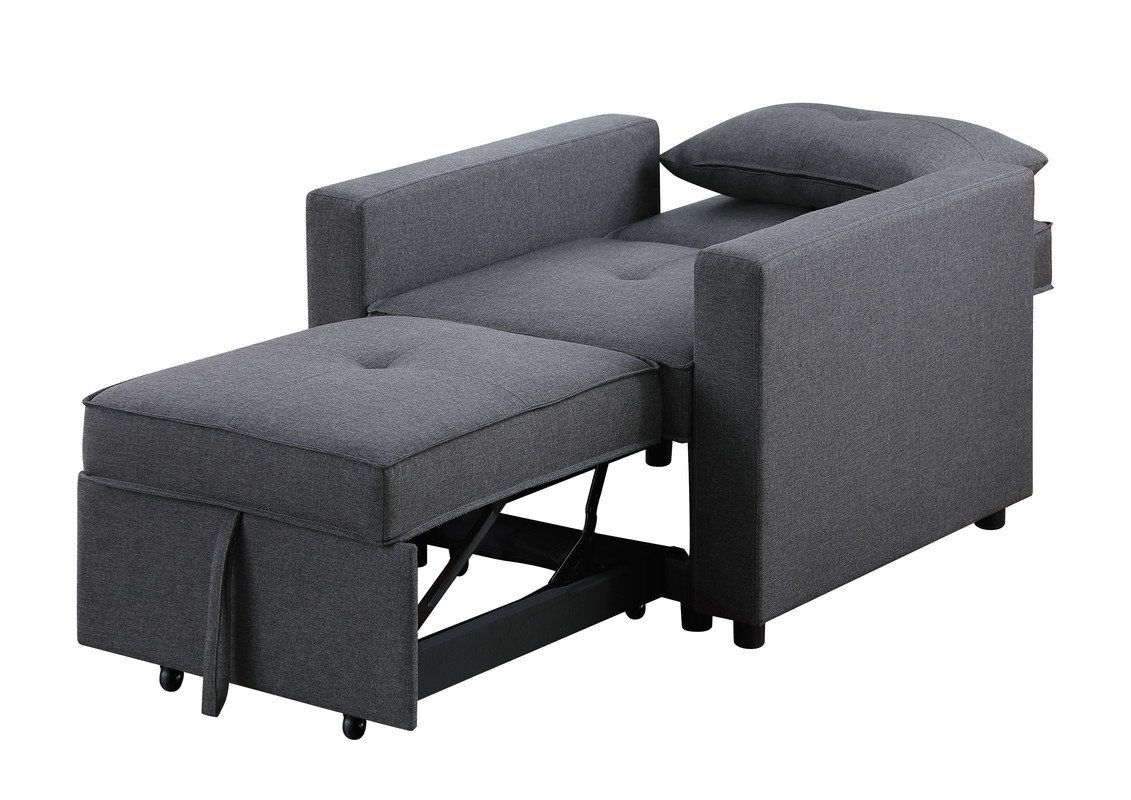 Zoey - Convertible Sleeper Chair With Side Pocket - Dark Gray - Image 8