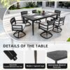 Outdoor Modern Patio Dining Table, Post Tapered Legs Seats 6, Weatherproof & Rust Free - Ember Black - Image 4