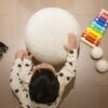 Luna - Round Sphere Accent Ball Throw Pillow - Ivory White - Image 3