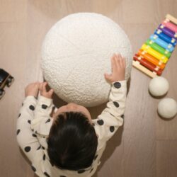 Luna - Round Sphere Accent Ball Throw Pillow - Ivory White