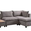 Madison - Fabric Sectional Loveseat Ottoman With USB Storage Console Table - Light Gray - Image 10