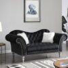 Elegant Round Arm Loveseat - Classic Black - Image 4