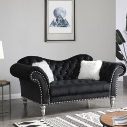 Elegant Round Arm Loveseat - Classic Black