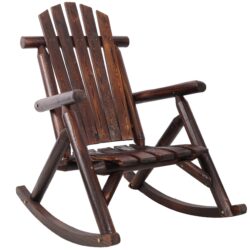 Wooden Porch Rocker Chair, Durable Wooden Porch Rocker Chair, Fir Log Rocking Chair, Patio Rockers For Outside, Garde - Brown