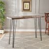 Modern Industrial Breakfast Bar Table, Metal Hairpin Legs & Wood Veneer Top - Natural - Image 4