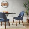 Dining Side Chair Upholstered Textured Fabric (Set of 2) - Navy - Image 2