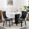 Nikki - Modern, High-End Tufted Solid Wood Contemporary And Velvet Upholstered Dining Chair With Wood Legs Nailhead Trim (Set of 2) - Black / Gray - Image 14